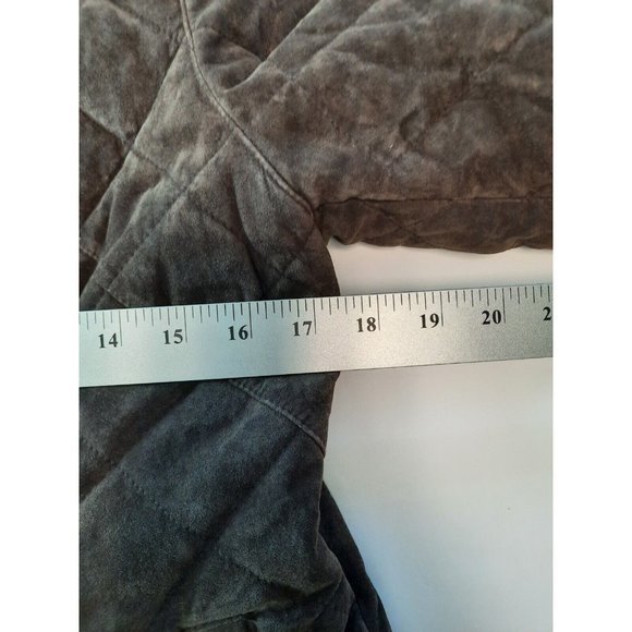 Eddie Bauer womens brown quilted button front heavy suede casual coat size S - Picture 7 of 10